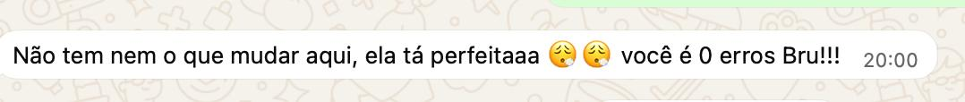 Depoimento de cliente no WhatsApp — Não tem nem o que mudar, ela tá perfeita